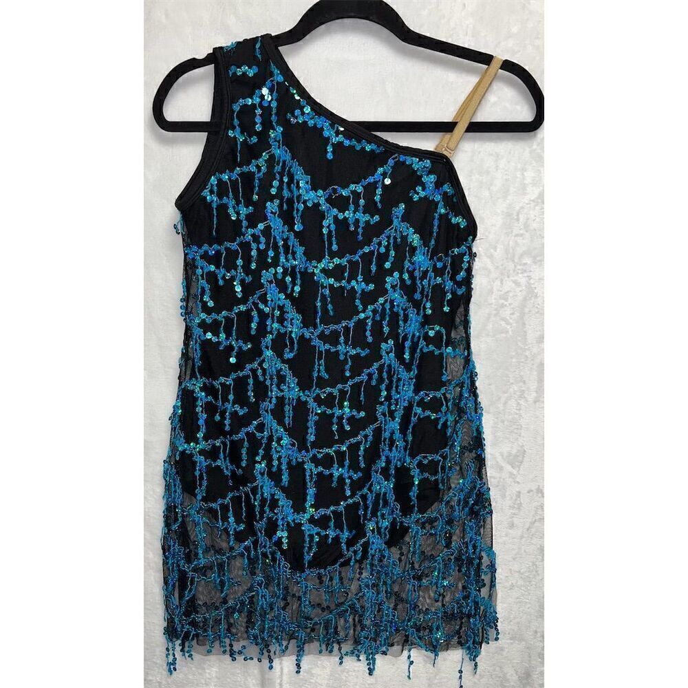 Revolution Dancewear Sequin Costume Black/Peacock Women's Size MA